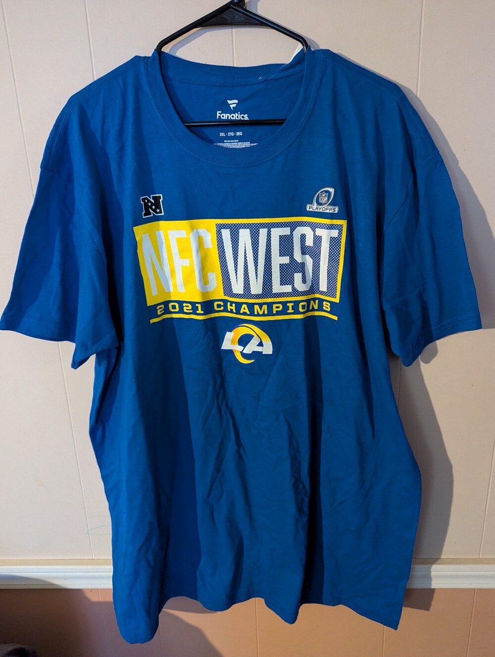 Fanatics Blue Los Angeles Rams NFC West 2021 Champions Tee Adult Size 2XL Royal